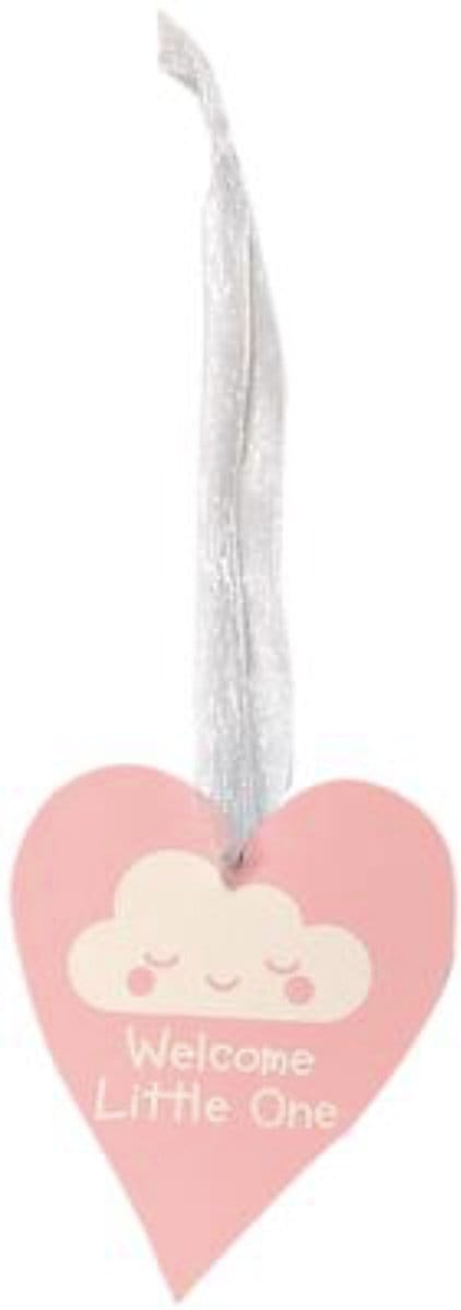 Oaktree - Houten hart Welcome Little One Roze