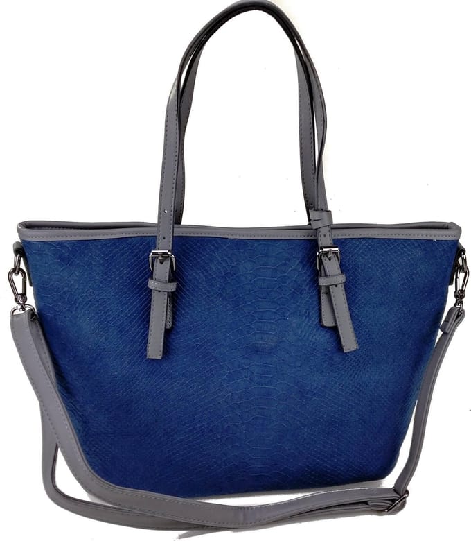 DUDLIN Omhang Hand & Schoudertas Blauw Zwart Shopper Tas