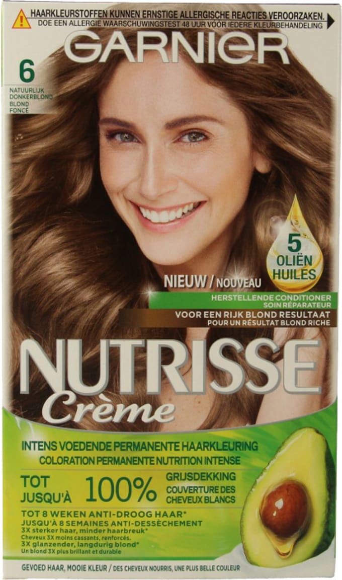 Garnier Nutrisse Ultra Crème 6 - Natuurlijk Donkerblond - Intens voedende permanente haarkleuring