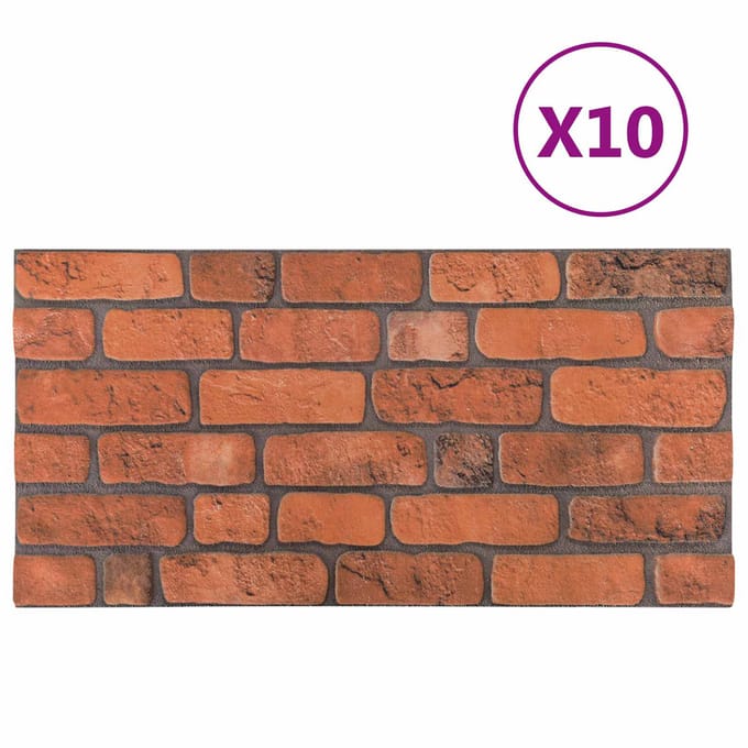 vidaXL - Wandpanelen - 10 - st - 100 - x - 50 - cm - Terracotta - EPS-schuim