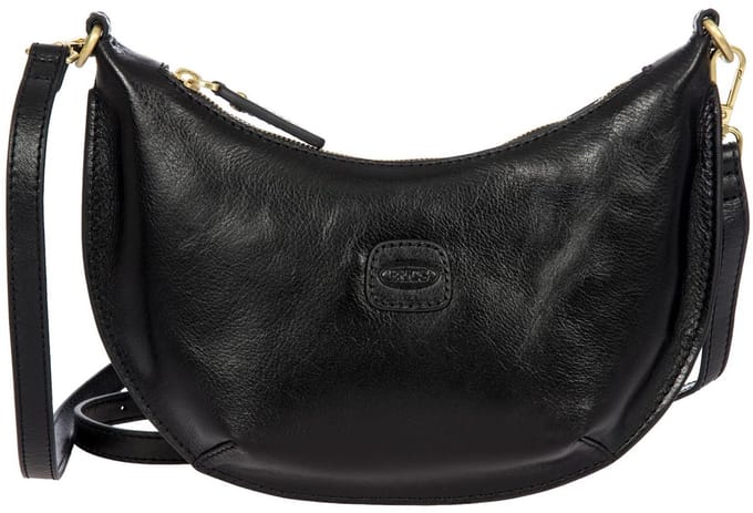BRIC'S Leren Schoudertas Volterra Mini Luna Bag Black Zwart