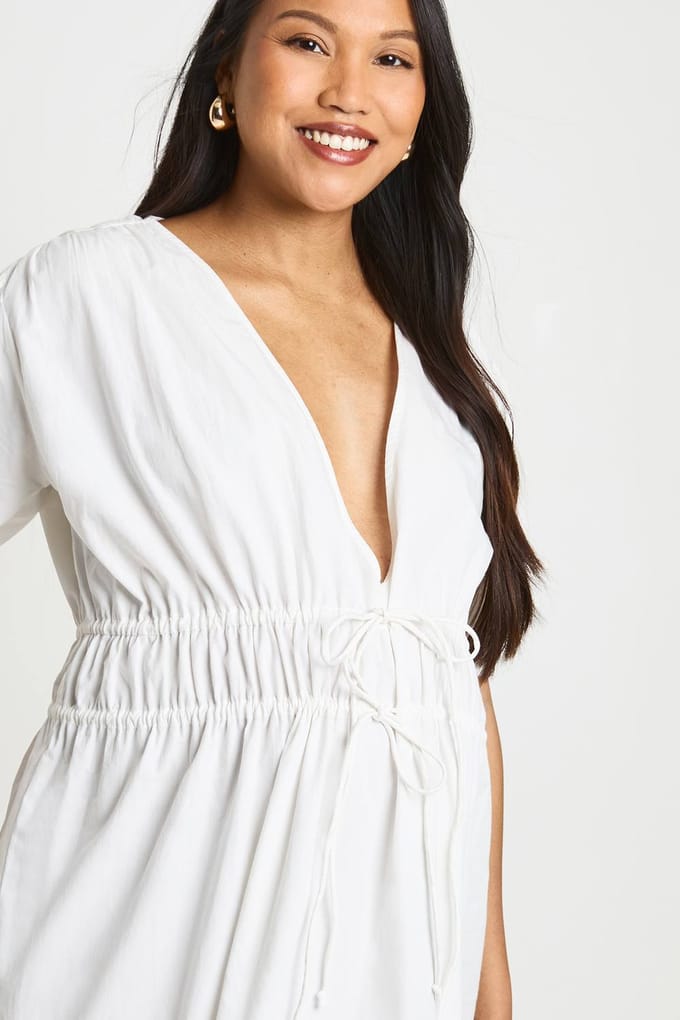 boohoo Dames Zwangerschaps Geplooide Maxi Jurk Met Strikdetail | Wit | Maat: 36