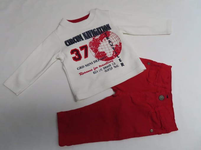 Ensemble - Jongen - Creme / rood - Traveller - 6 maand 68