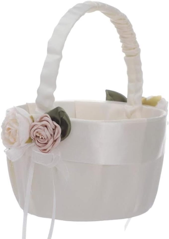 Bloemenmand - Strooimandje Bruiloft - Bruiloft Decoratie - Decoratief Ontwerp - 21 x 16 x 16 cm - Wit