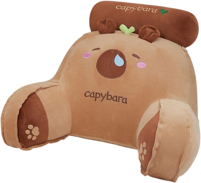 Capybara Kussen - Leeskussen Rugsteun - Ontspannen Lezen - Met Armleuningen - 65x45cm - Multicolor