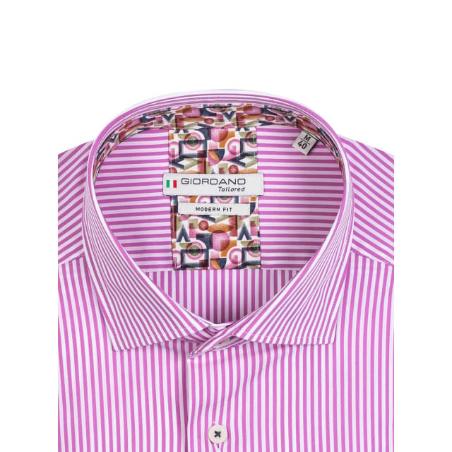 Giordano - Lange mouw overhemd - Mannen - L - Rose - Katoen - 317809