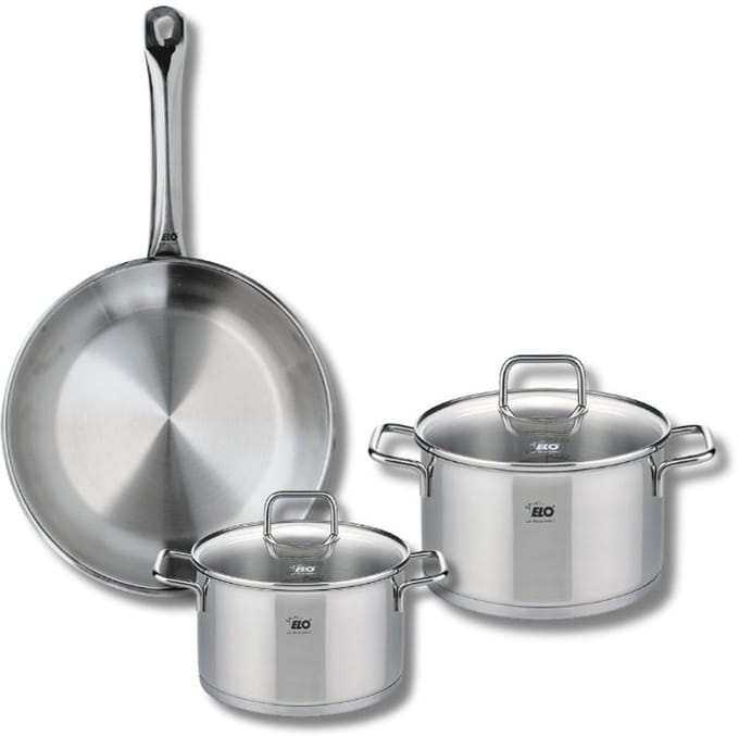 Set van 1 Koekenpan 24 cm en 2 kookpotten 14 en 16 cm Elo Profi Citrin