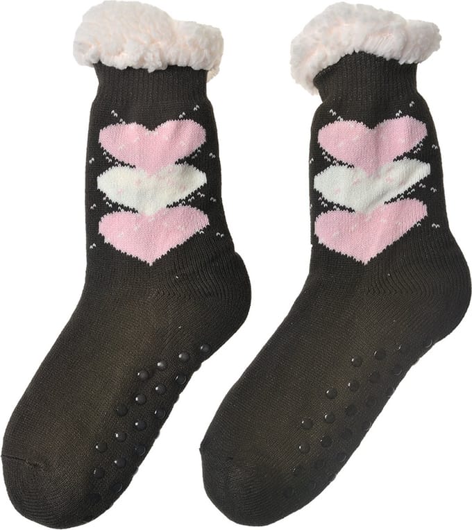 Juleeze Huissokken Dames one size Bruin Synthetisch Hartjes