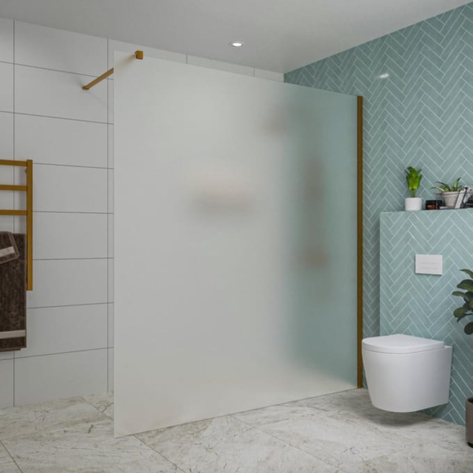 FugaFlow Eccelente Vetro inloopdouche badkamer - 180x200cm - mat glas - wandarm - geborsteld koper