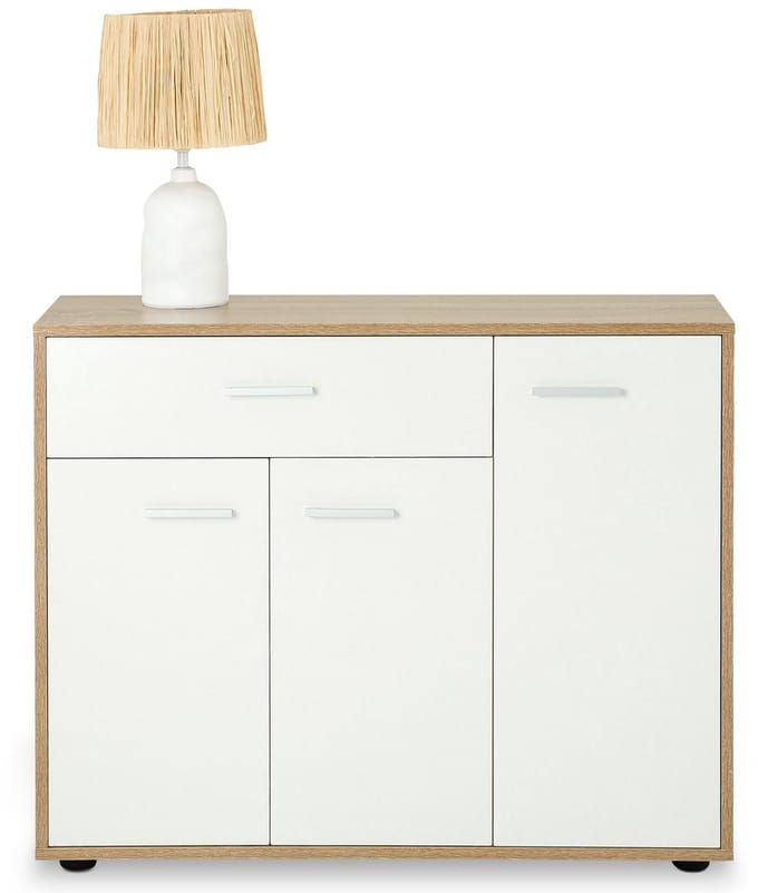 Sideboard ESTELLE met 3 deuren en 1 lade - Sonoma-eiken/wit