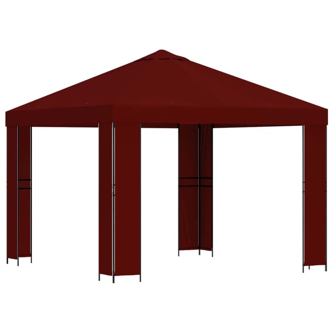 vidaXL - Prieel - 3 - x - 3 - m - Bordeauxrood - Polyester - en - Staal - 190 - gsm