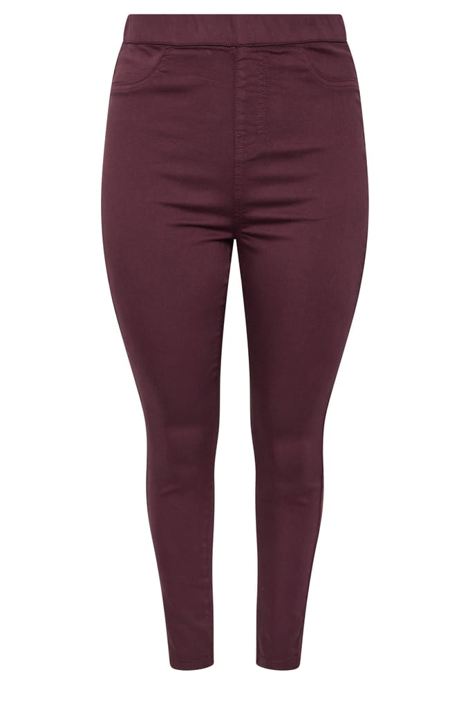 Yours Bordeauxrode Grace Jeggings Met Elastische Tailleband Size 42