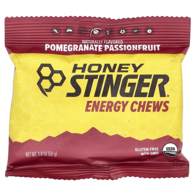 Honey Stinger, Chews Énergétiques, Grenade Fruit de la Passion, 12 sachets, 50 g (1,8 oz) chaque