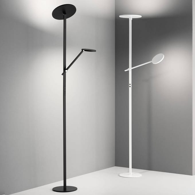 Fabas Luce Regina LED vloerlamp met leesarm, 2-lamps, zwart