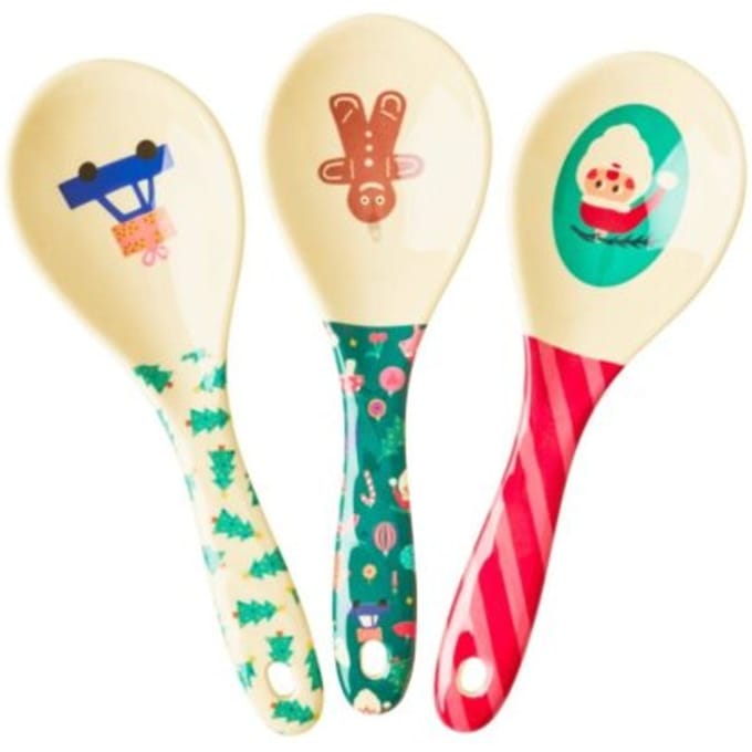 Rice kerst melamine lepel x-mas print assorti