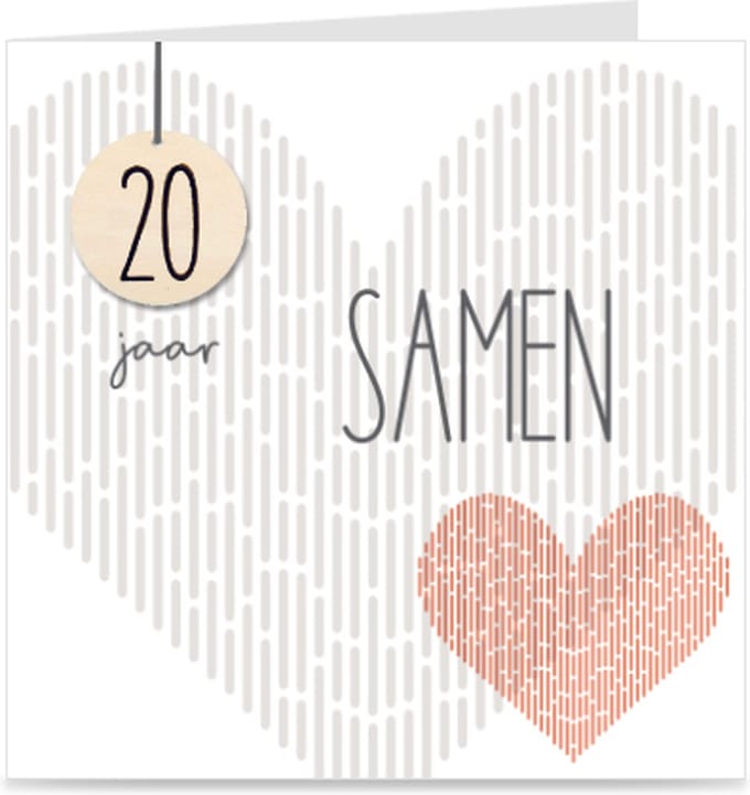 20 JAAR SAMEN | kaart / wenskaart met envelop | voor stel / relatie / partner
