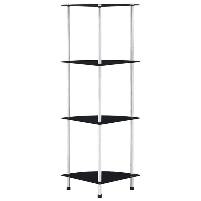 vidaXL - Kastje - 4-laags - 30x30x100 - cm - gehard - glas - zwart