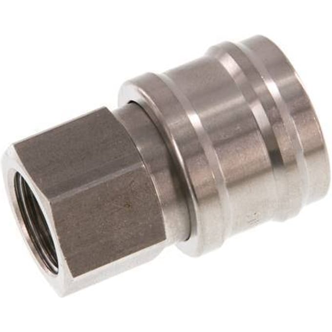 RVS DN 7.2 (Euro) Luchtkoppeling Snelkoppeling G 3/8 inch Binnendraad Double Shut-Off - CLS7-F-S-SV-038