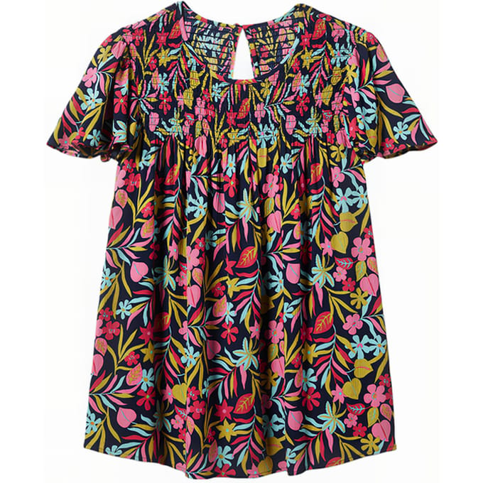 Boden Layla Printed Smocked Top Nvy Maat: 6 | Blouses Outlet | Dames