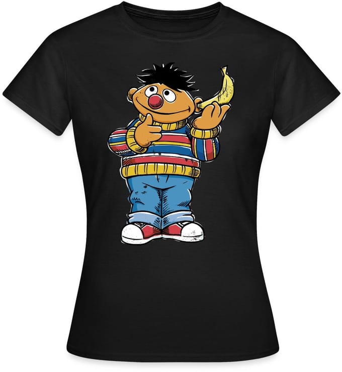 Sesamstraat Ernie Banana Telefoon T-Shirt Dames