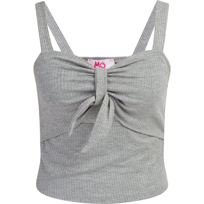 Mymo Ribgebreide top met bandjes Dames grijs melange