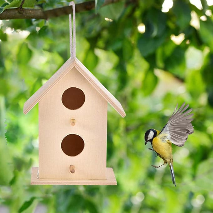 Houten Vogelhuis Hangend Nestkastje Vogelhuis voor Buitentuin Decoraties beige