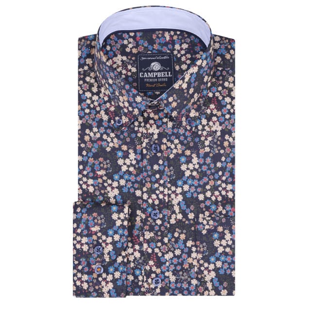 Campbell Casual Overhemd Donkerblauw Heren