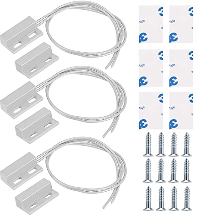 3 stuks Bedrade Deur Sensor Alarm Magnetische Reed Schakelaar - Normaal Gesloten