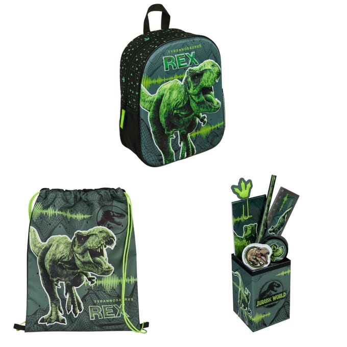 Jurassic World schoolset; rugzak, gymtas en schrijfwarenset