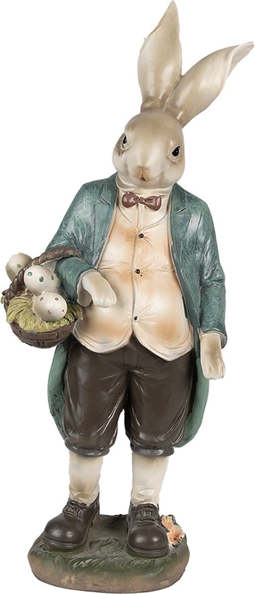 Clayre & Eef Beeld Konijn 38 cm Bruin Groen Polyresin