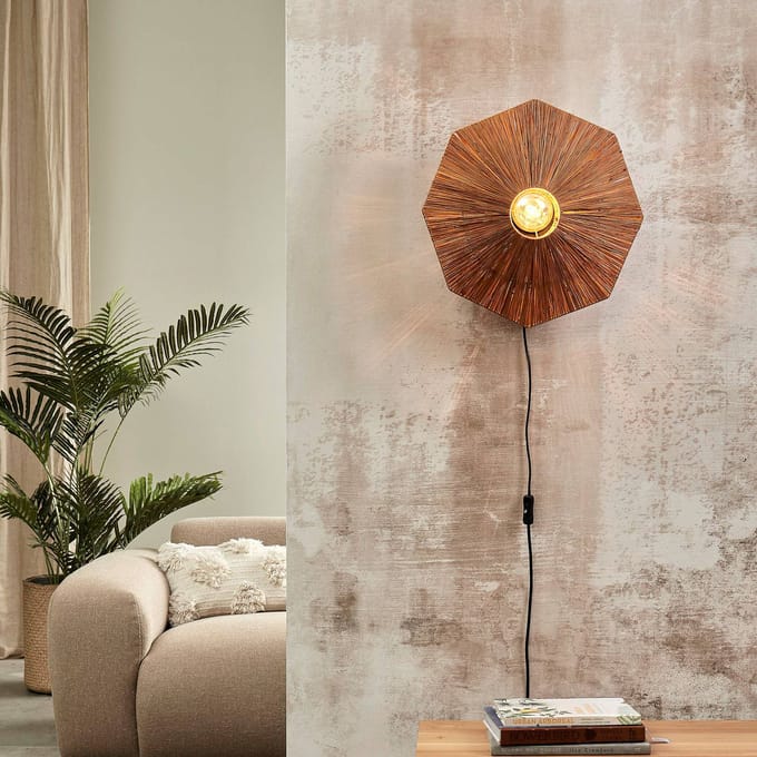 GOOD&MOJO Wandlamp Panama - Bruin - 45x7x45cm - Binnen Scandinavisch