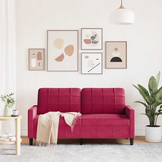 Vidaxl Bank 2-Persoons, Wijnrood, 140 Cm, Bekleed met Fluweel