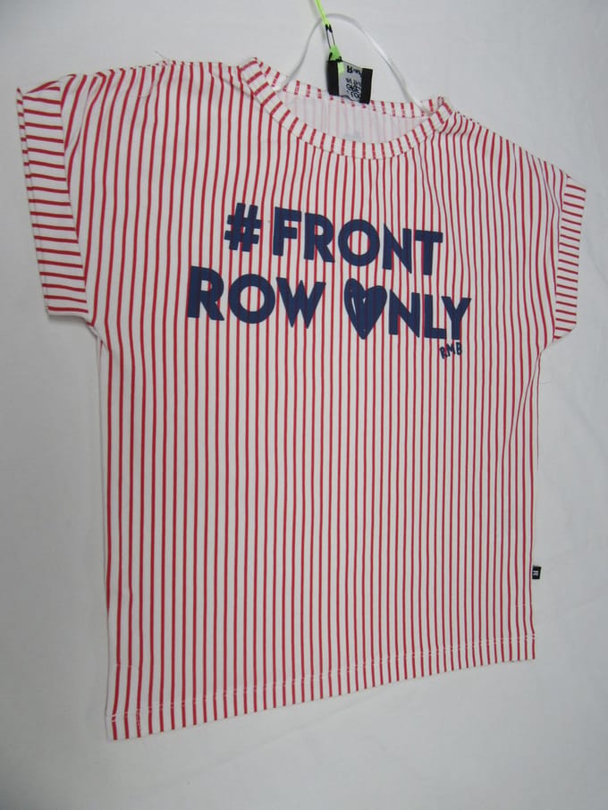 rumbl , meisje , t-shirt korte mouw , streep rood , 116 / 122