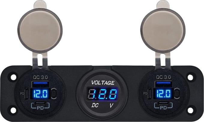 ProRide 12V USB Autolader 6 Poorten - QC3.0 - P19106 - Drievoudig inbouw met Voltmeter
