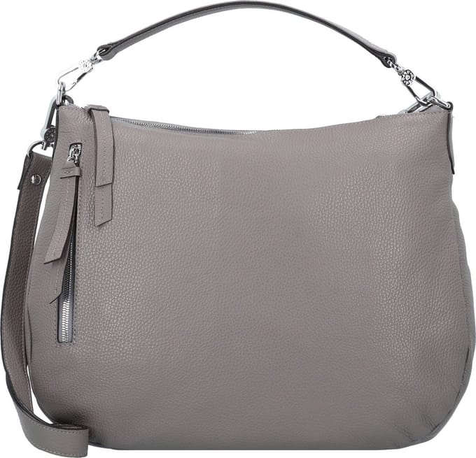 abro Leren Schoudertas Leather Adria Hobo Bag Juna Zinc Grijs