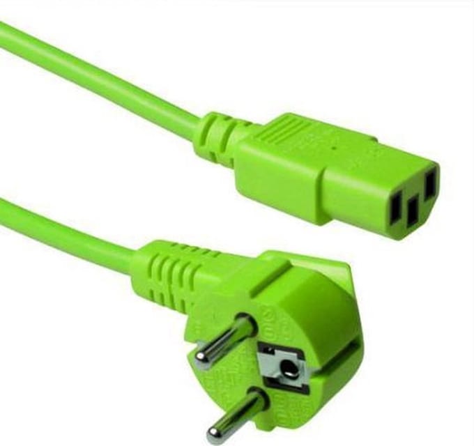 Computer Netkabel / Aansluitsnoer met KEMA Keur - 1.8 meter Schuko naar C13 | kleur GROEN | Zware uitvoering 16A