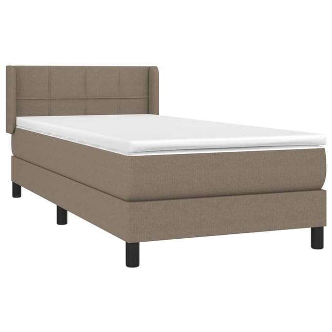 vidaXL - Boxspring - met - matras - stof - taupe - 90x200 - cm