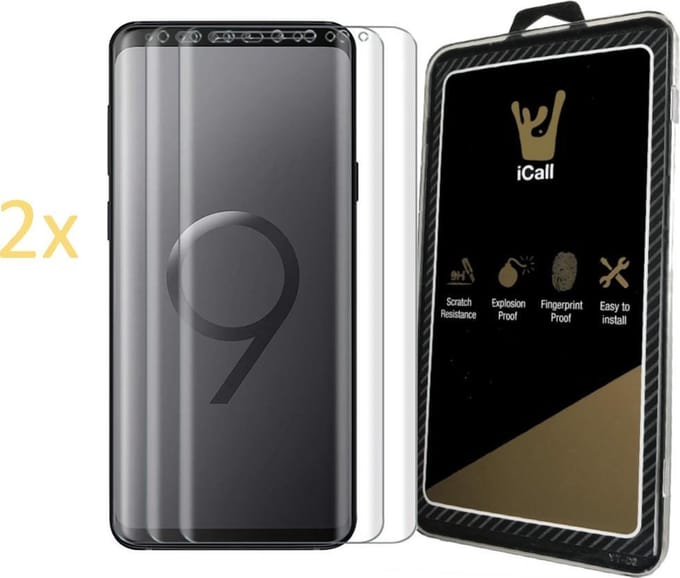 2x Screenprotector geschikt voor Samsung Galaxy S9 Plus - Glas PET Folie Screen Protector Transparant 0.2mm 9H