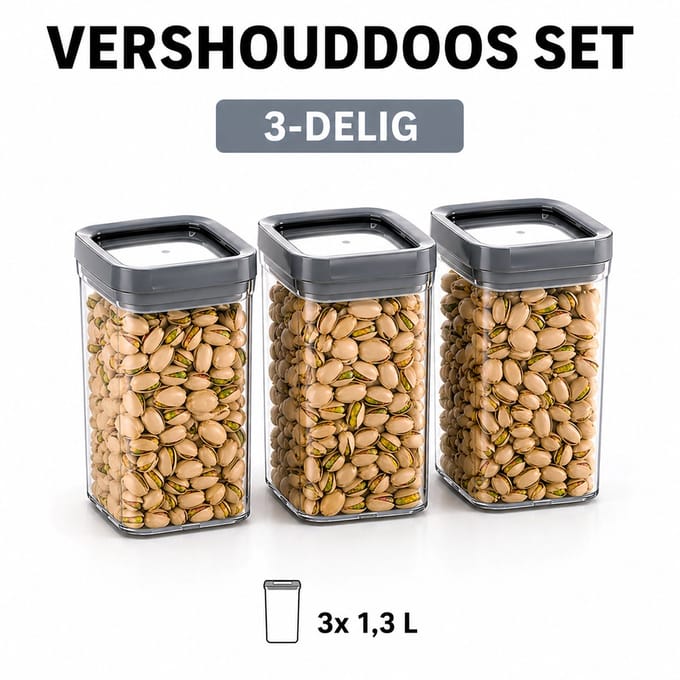 Curver - 3x Vershouddoos - 1,3L - 12 x 12 x 15 cm - Dry Food Storage