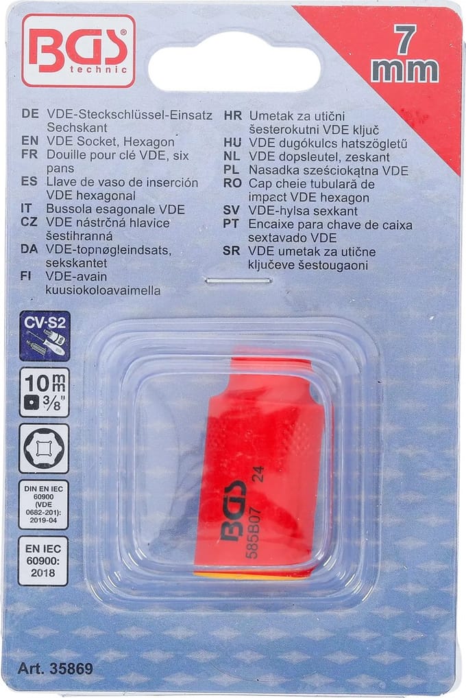 BGS VDE dopsleutel, zeskant - 3/8 - 7 mm