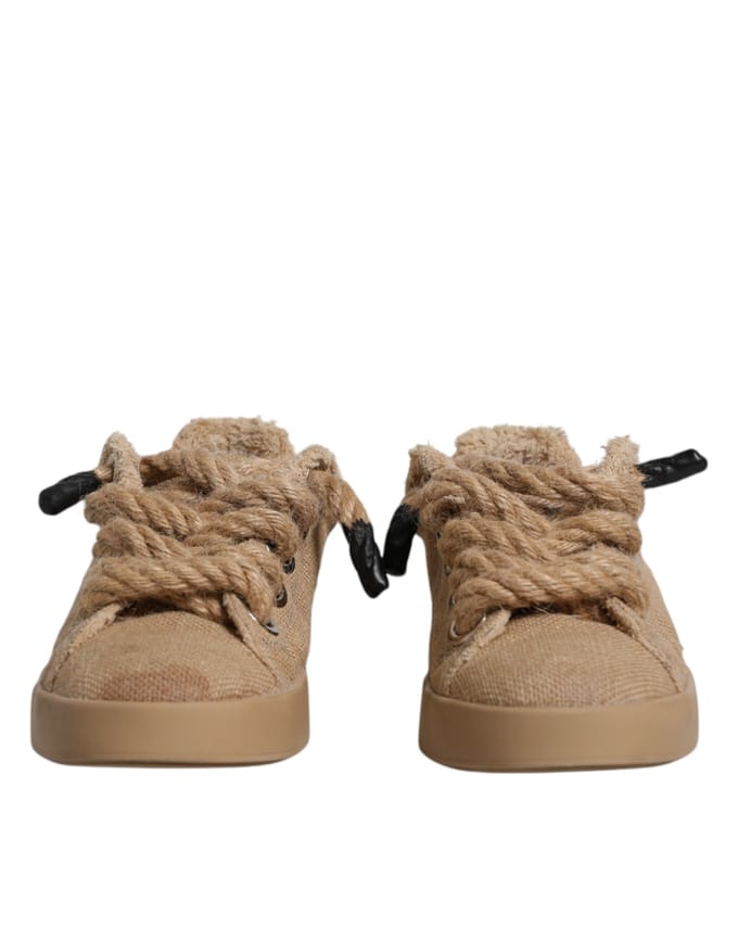 Dolce & Gabbana Bruine Jute Stoffen Lage Sneakers voor Mannen
