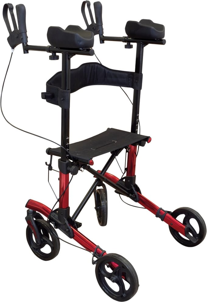 Aidapt Lichtgewicht onderarm rollator - 4 wielen - Rood/Zwart