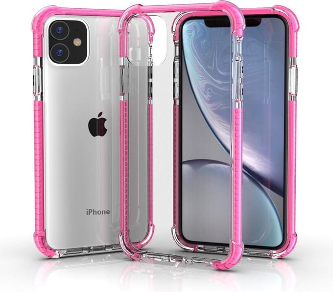 iPhone 11 / iPhone XR bumper case TPU + acryl - Transparant roze