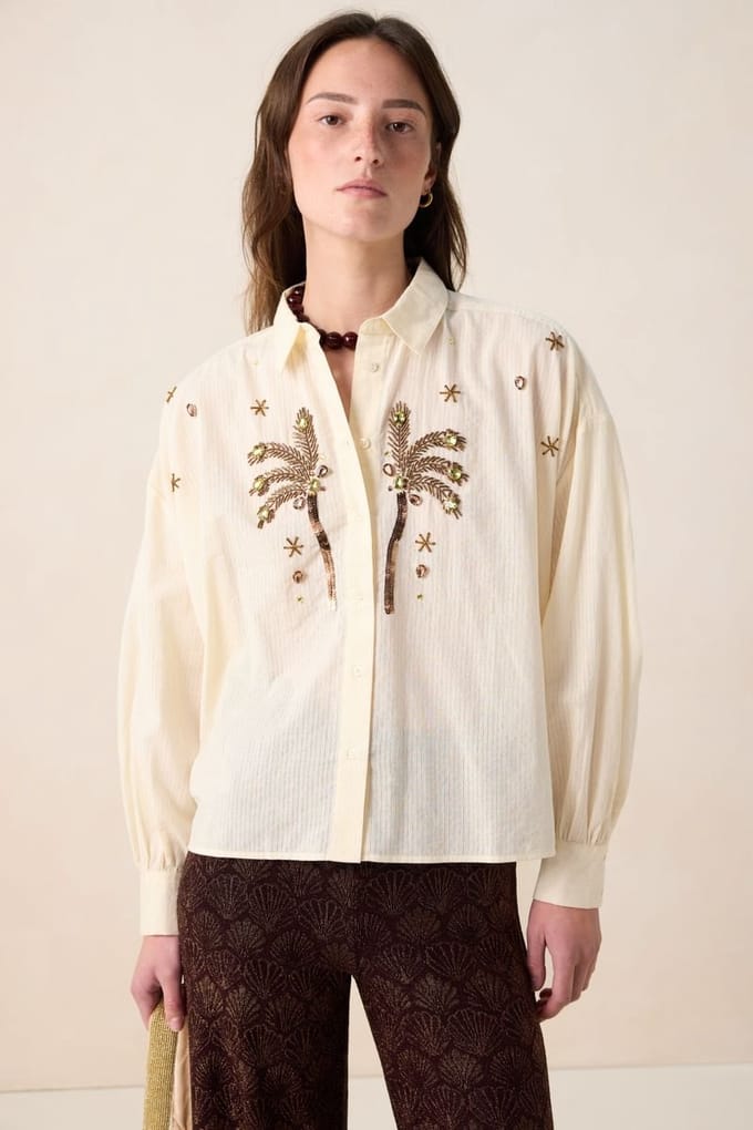 Sissy-Boy - Witte blouse met palmbomen