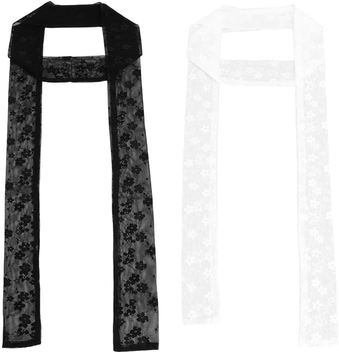 Dailygoods- Sjaal 2 Kanten - Bloem - Smal - 2 Stuks - 2 Kleuren - 2,08 m x 5 cm - Polyester - Sjaaltje