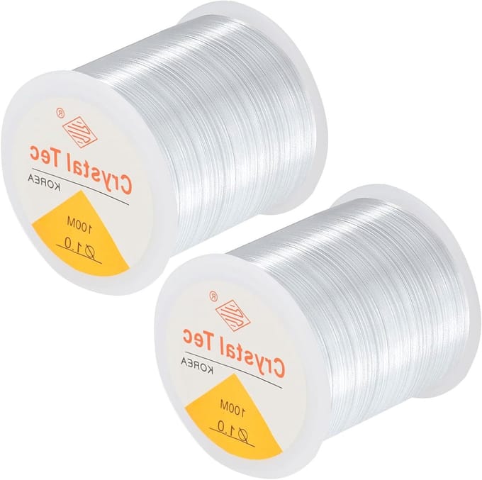 Set van 2 Stuks 100 m Elastisch Transparant Nylon Koord - Scheurbestendig 1 mm Stretchdraad voor Sieraden, Armbanden en Creatieve Klussen