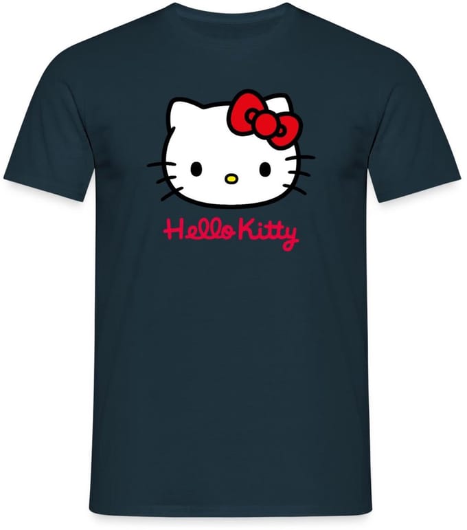 Hello Kitty Klassiek Portret Hello Kitty Tekst T-Shirt Heren