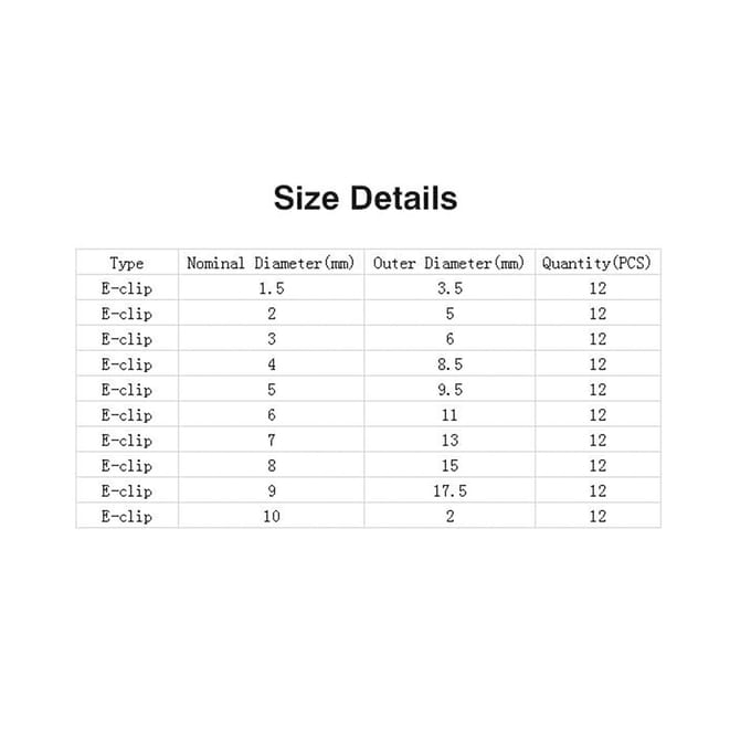 120PCS 304 RVS E-Clip Assortiment Kit M1.5-10 Borgring Externe Borgringen Set 120PCS