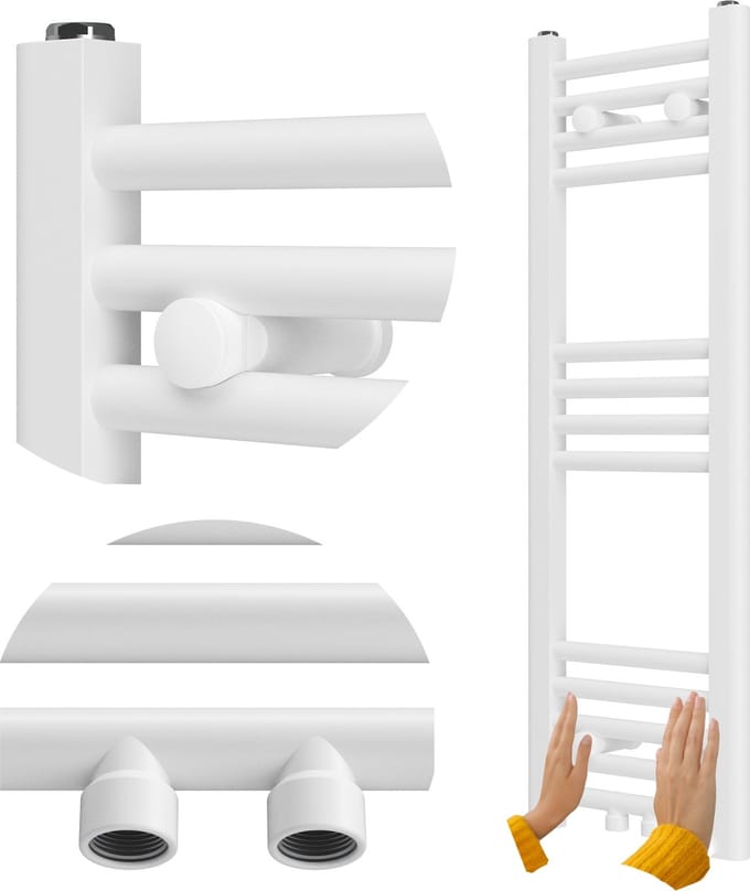 Granitan Badkamerradiator Raven - 90x30cm - Wit - Ladderverwarming - Handdoekradiator