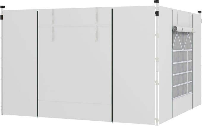 Outsunny Seitenteile für Pavillon Polyester Weiß